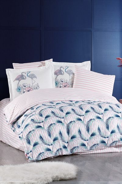Hobby Florina Poplin Double Duvet Cover Set - Turquoise