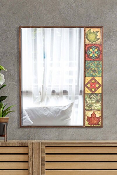 bluecape Hazan Doğal Ağaç 50x62 Cm Antik Limra Taş Çerçeveli Dekoratif ayna