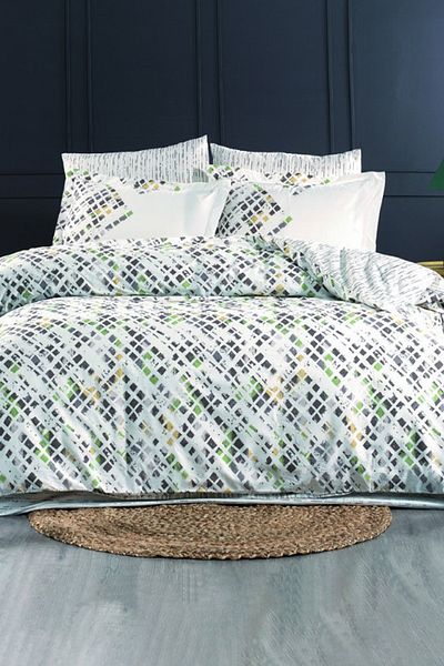 Hobby Rithym Poplin Double Duvet Cover Set - Green