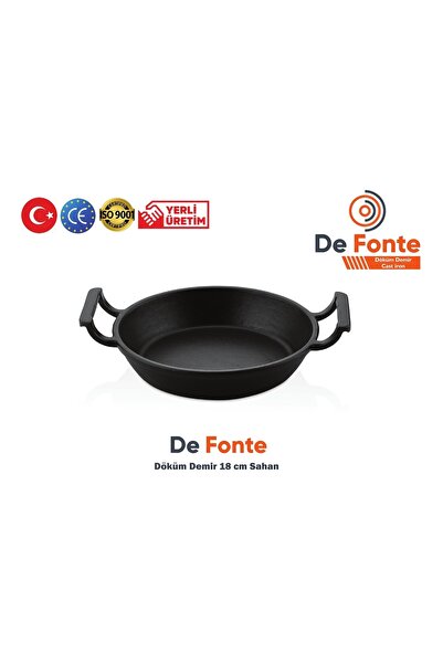 DeFonte مقلاة من الحديد الزهر بقطر دائري 18 سم (مقابض مريحة مزدوجة مصبوبة - ل...