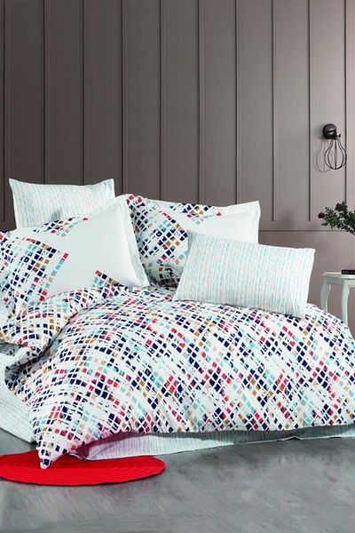 Hobby Rithym Poplin Double Duvet Cover Set - Navy Blue