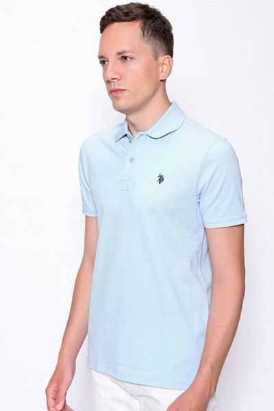 U.S. Polo Assn. Tricou cu gât polo pentru bărbați 6141350446   A.albastru