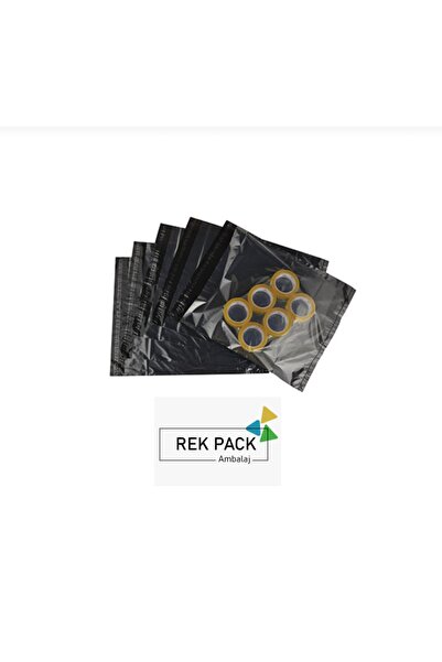 REK PACK AMBALAJ Siyah Şeffaf 24x30+5 Kargo Poşeti 100 Adet