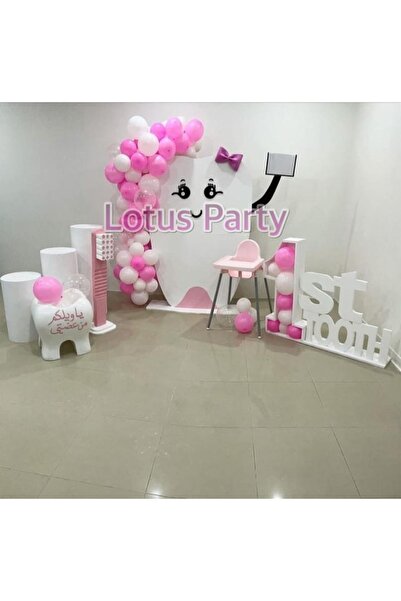 LOTUS PARTY 50 Pieces - My First Tooth Themed Balloon Chain Set ( Pink - Whit...