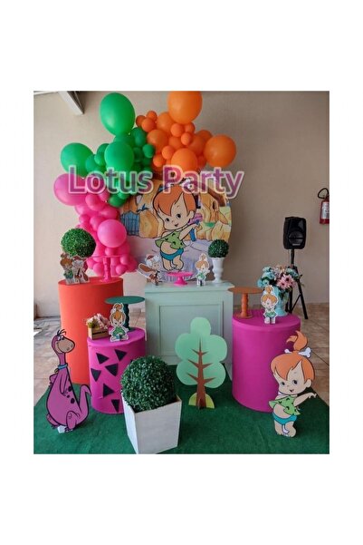LOTUS PARTY 50 Pieces Stone Age Themed Balloon Chain Set (Fuchsia - Green - O...