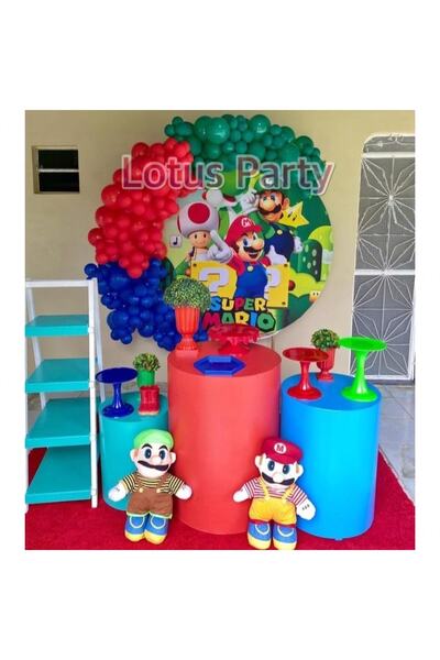 LOTUS PARTY Σετ αλυσίδας μπαλονιών με θέμα Super Mario 100 τεμαχίων (Μπλε - Κόκκινο - Πράσινο μπαλόνι)