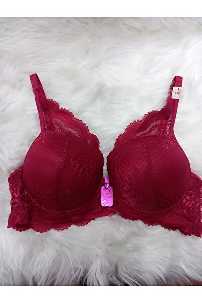 F.K Fk Tam Dolgulu Kadın Dantelli Bordo Sütyen 2160