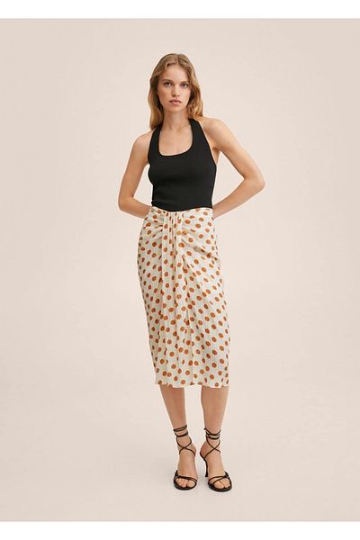 MANGO Woman Πλισέ φούστα πουά