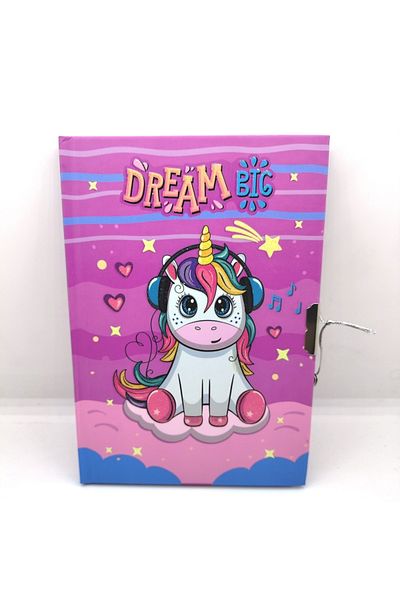 Çınar Matbaası Note Locked Daily Diary Book Unicorn