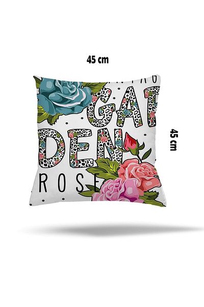 linazaitun Rose Flower Patterned Hidden Zippered Pillow Case Throw Pillow Cover Seat Pillow Case