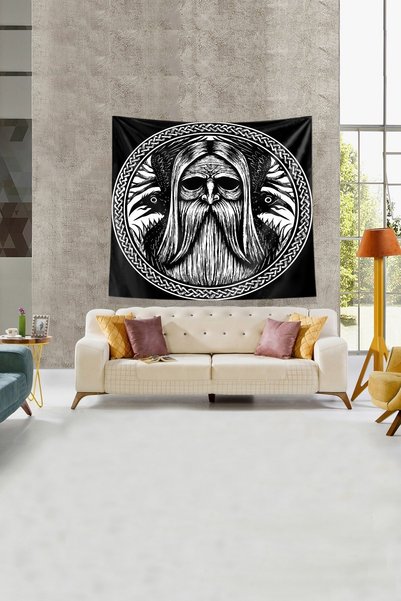 linazaitun غطاء حائط من القماش المخملي المقاوم للبقع باللون الأسود من Viking God