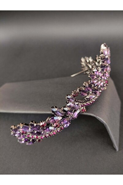 Bontex Αξεσουάρ Μαλλιών Μωβ Κρυστάλλινη Πέτρα Μαύρο Μεταλλικό Στέμμα Νυφικής ...