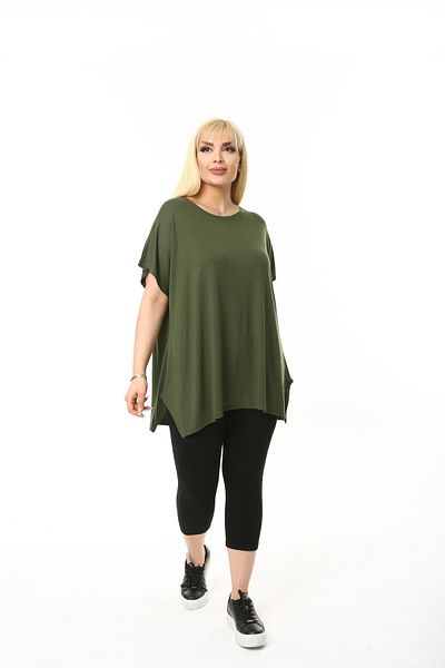 ÇİFTXL Large Size Cotton Viscose T-shirt - Casual Draped Model