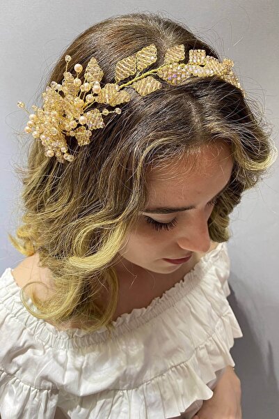 Bontex Svadbeni kruna, model u boji meda, listovi Sa perlama – dodatak za kos...