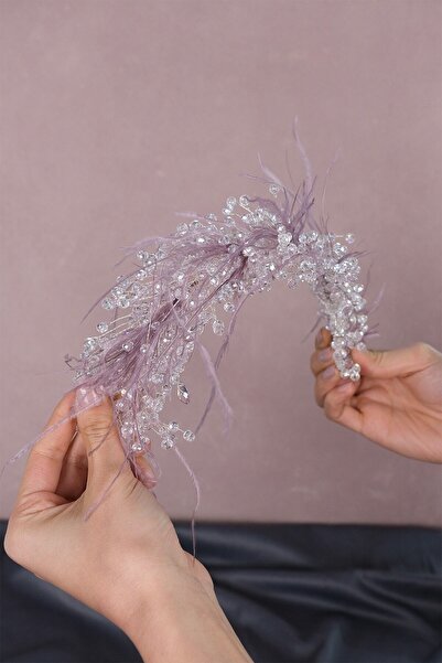 Bontex Γυναικείο αξεσουάρ για μαλλιά και τουρμπάνι με κρύσταλλα και φτερά - Α...