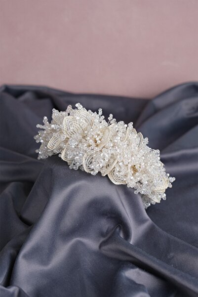 Bontex Accesoriu special pentru păr, Coroană de mireasă cu motiv floral din ț...