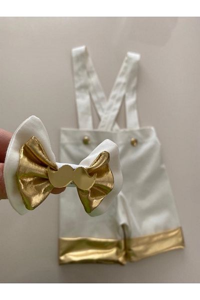 tubibebe Gold Detailed Salopet - Bow Tie