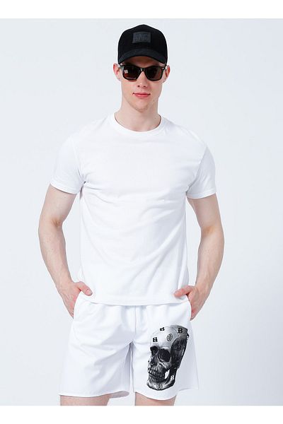 Black On Black E-Bob2 Laced Standard Mold Printed White Men's Shorts Swimwear