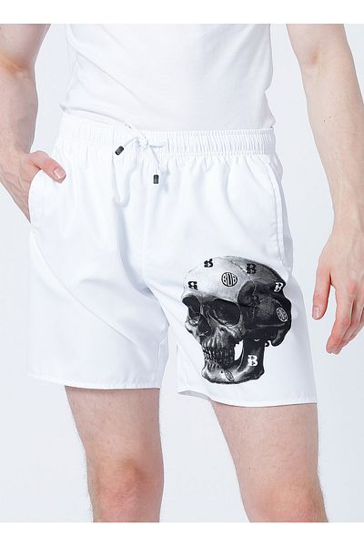 Black On Black E-Bob2 Laced Standard Mold Printed White Men's Shorts Swimwear