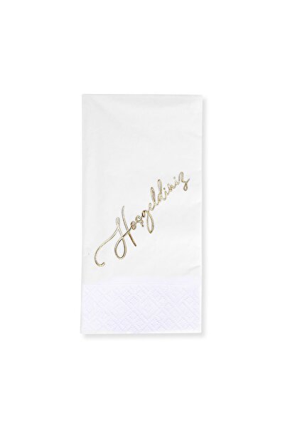 Story مجموعة ترحيب من رقائق الذهب مقاس 33x33 سم مكونة من 16 منديل ورقي أبيض ا...