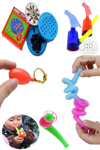 Hyd Oyuncak Popit Beşli Set Nostalji Top Üfleme Oyunu Solo Test Şaka Su Yüzüğü Sulu Kanarya Düdük