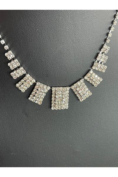 Gönülden Tasarım Zircon Stone Silver Color Necklace Earring Bridal Engagement Set Party Invitation Set