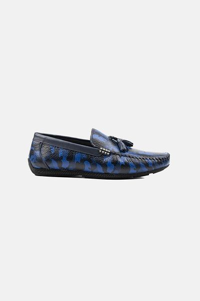 MARCOMEN Blue Camouflage Inner Outer Genuine Leather Casual Soft Loafer Men's Shoes - 20y001e0-8498