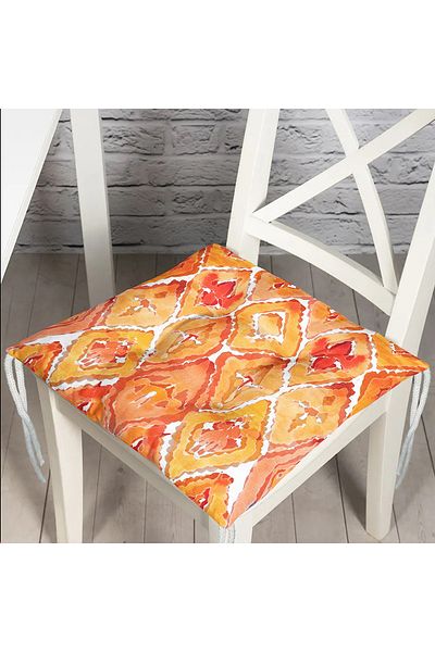 Realhomes Orange Damask Digital Printed Pouf Chair Cushion