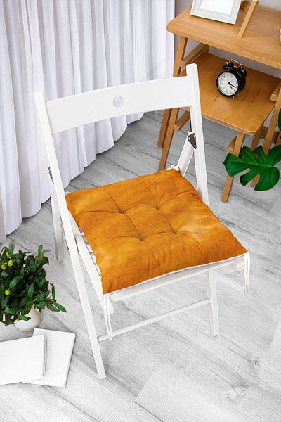 Realhomes Brown Wavy Plain Color Digital Printed Modern Pouf Chair Cushion
