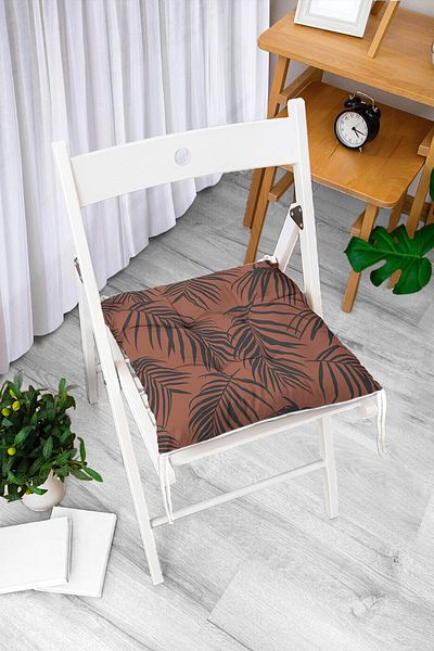 Realhomes Brown Floor Black Feather Design Fluffy Chair Cushion