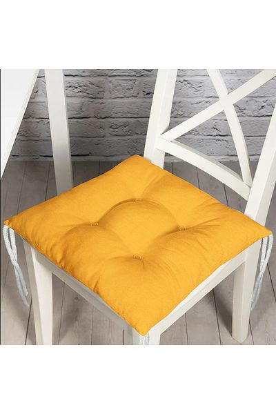 Realhomes Digital Printed Yellow Pouf Chair - Plain Colored Cushion