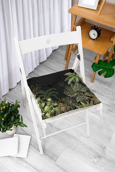 Realhomes Black Floor Tropical Forest Themed Fluffy Chair Cushion