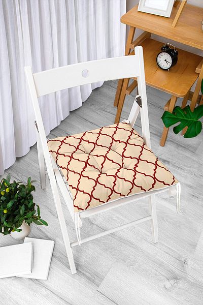Realhomes Cream Floor Brown Ogea Motif Fluffy Chair Cushion