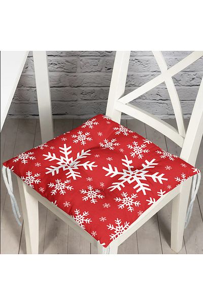 Realhomes Red Floor Snowflake Special Design Christmas Themed Fluffy Chair Cushion