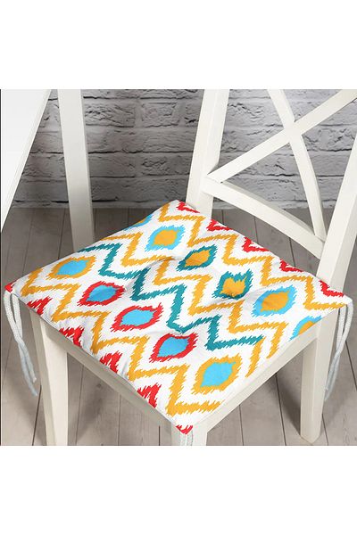 Realhomes Digital Printed Fluffy Chair Cushion with Colorful Geometric Drawing