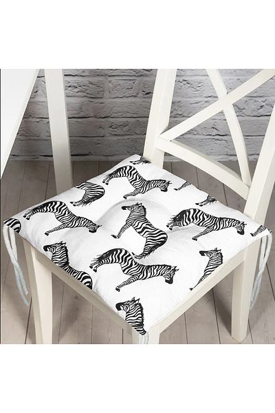 Realhomes Zebra Design Digital Printed Fluffy Chair Cushion