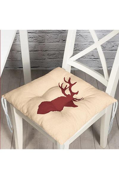 Realhomes Cream Floor Brown Deer Designed Modern Fluffy Chair Cushion