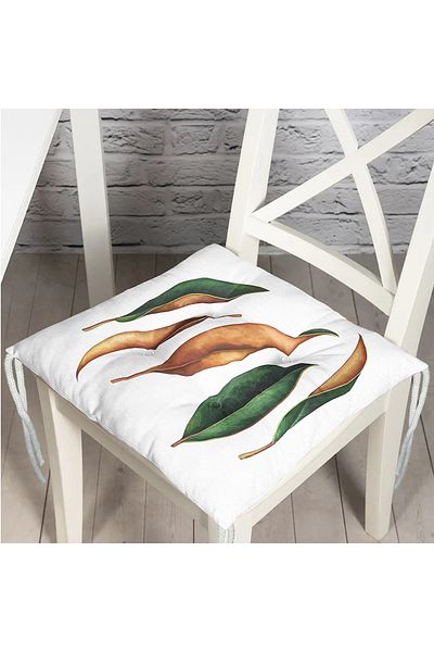 Realhomes Modern Fluffy Chair Cushion with 3D Tropical Leaf Design