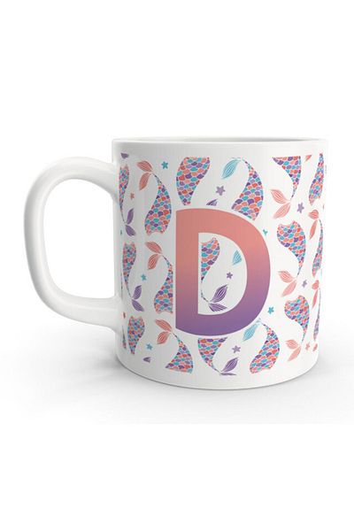 Rock'n Fox Letter D Mermaid Colorful Design Letter Mug
