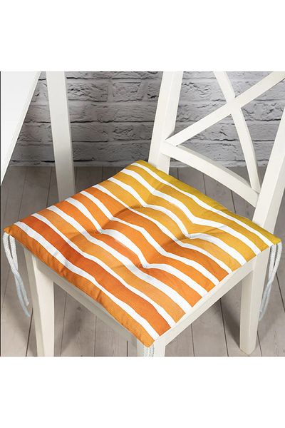 Realhomes Yellow Orange Striped Fluffy Chair Cushion