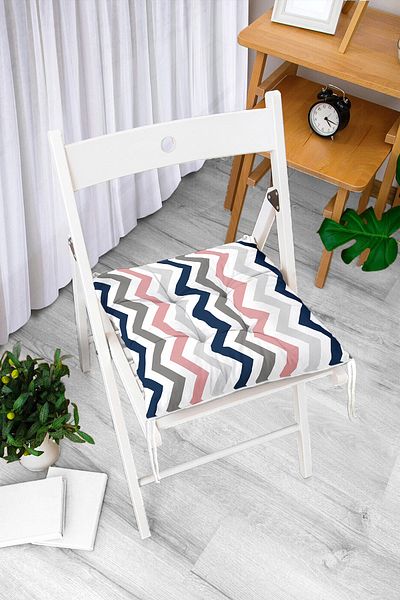 Realhomes Colorful Zigzag Motif Special Design Fluffy Chair Cushion