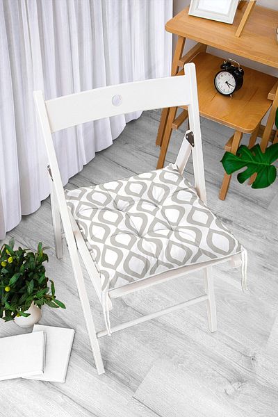 Realhomes Cream Droplet Design Digital Printed Modern Fluffy Chair Cushion
