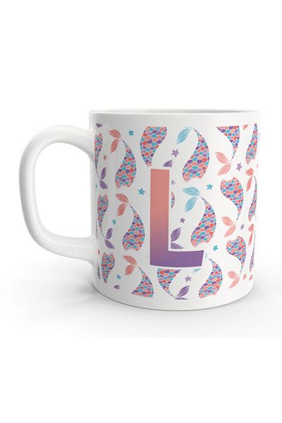Rock'n Fox Letter L Mermaid Colorful Design Letter Mug Cup