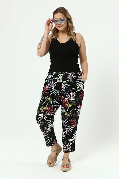 xlargebutik Large Size Woven Viscose Fabric Elegant Trousers