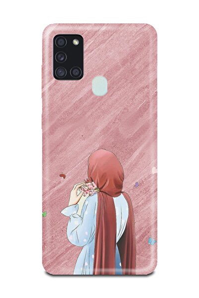 PERAX Samsung Galaxy M30s - M21 Pembe Desenli Tesettürlü Telefon Kılıfı M30s0...