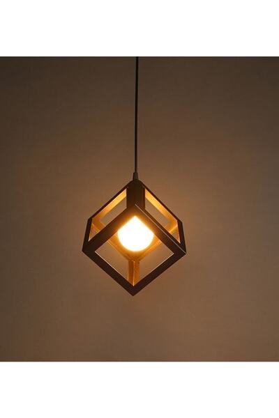 365GUNSERİSONU Endüstriyel Rustik Otantik Siyah Metal Kafes Tekli Sarkıt Aviz...