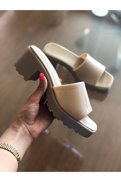 wolk shoes Bella Women's Heeled Plastic Single Strap Mink Slippers