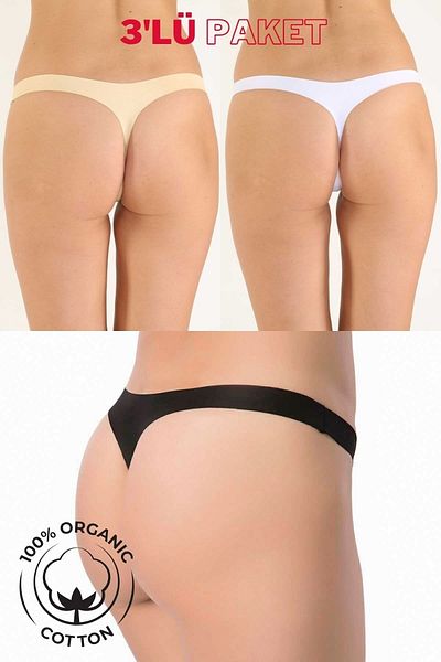Papatya Laser Cut 3 Pack Cotton Thong