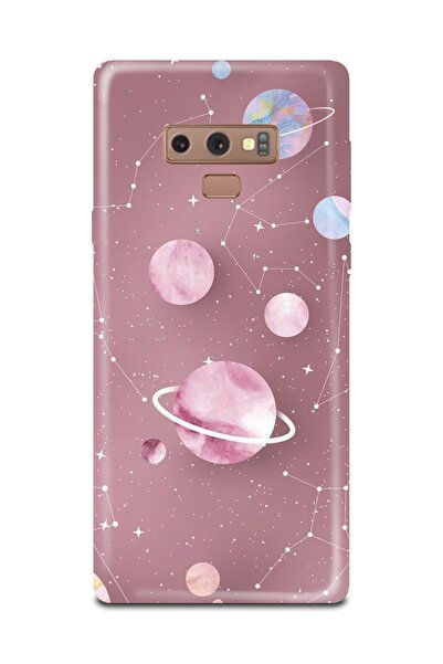 PERAX Samsung Galaxy Note 9 Pembe Galaksi Baskılı Telefon Kılıfı Not9030-43