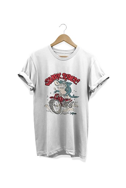 WİDİ Jahač ajkula Štampano Bela T-shirt